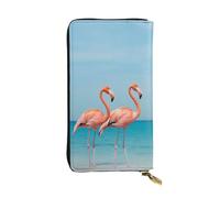 Bryptxztxt Flamingo in Water Portefeuille long pour femme - Grande capacité en cuir synthétique avec porte-cartes et fermeture éclair pour femmes et filles, 3D, 3 D, Décontracté