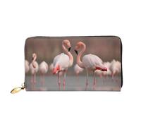 Bryptxztxt Flamingo Portefeuille long pour femme - Grande capacité en cuir synthétique avec porte-cartes et fermeture éclair pour femmes et filles, 3D, Taille unique, Décontracté