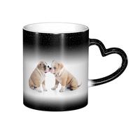 Bryptxztxt Lazy Dog Puppy. Tasse magique à changement de couleur imprimée 325 ml en céramique sensible à la chaleur, tasse à thé, tasse à thé, tasse à thé, tasse à thé, cadeau unique pour anniversaire