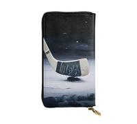 Bryptxztxt Portefeuille long en cuir synthétique pour femme avec porte-cartes et fermeture éclair Motif crosse de hockey, 3D, 3 D, Décontracté