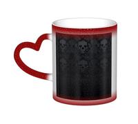 Bryptxztxt Tasse à café fantaisie gothique en céramique avec motif crâne, 325 ml, sensible à la chaleur, changement de couleur, tasse à café, tasse à thé au lait, tasse magique, tasse magique, poignée