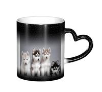 Bryptxztxt Tasse magique en céramique sensible à la chaleur avec poignée en forme de cœur - Cadeau unique pour anniversaire, famille, amis, amoureux (boîte cadeau)