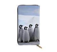 Bryptxztxt Young Penguins with Snow Portefeuille long pour femme - Portefeuille en cuir synthétique de grande capacité avec porte-cartes et fermeture éclair pour femmes et filles, 3D, 3 D, Décontracté