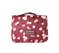 BryTravel Pliable Trousse de Toilette avec Crochet, Upgraded Trousse Maquillage de Voyage, Grande Capacité Etanche Cosmétique Sac Organisateur, pour Voyage Déplacement Gym Camping, Rouge Fleur, M