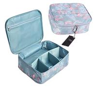 BryTravel Pliable Trousse de Toilette avec Crochet, Upgraded Trousse Maquillage de Voyage, Grande Capacité Etanche Cosmétique Sac Organisateur, pour Voyage Déplacement Gym Camping, Bleu Flamingo, M