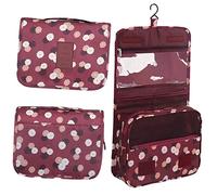 BryTravel Sacs de Toilette de Voyage, Sacs de Maquillage Suspendus Portables, Vin Rouge Fleur, Ordinaire, Organiseur de Sacs à Main