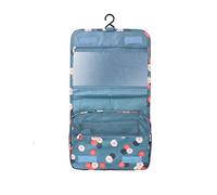 BryTravel Trousse de Toilette Pliable avec Crochet, Trousse de Maquillage améliorée pour Voyage, Grande capacité, étanche, Trousse de Maquillage, Organisateur pour Voyage, Gym, Camping, Fleur Bleue