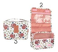 BryTravel Trousse de Toilette Pliable avec Crochet, Trousse de Toilette améliorée pour Voyage, Grande capacité, étanche, Trousse de Maquillage, Organisateur pour Voyage, Gym, Camping, Rose Sourire