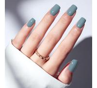 Bryxora 24 Faux Ongles Press-On Courts Carrés Bleus - Faux ongles adhésifs courts, réutilisables, design élégant
