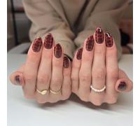 Bryxora 24 Pièces Faux Ongles Press-On Courts Forme Amande Rouge | Faux ongles press-on courts forme amande à motif écaille de tortue rouge, 24 pièces avec accessoires pour application facile