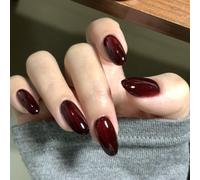 Bryxora 24 Pièces Faux Ongles Press-On Forme Amande Rouge Sang | Faux ongles press-on forme amande rouge sang gothique, kit complet avec accessoires pour utilisation simple sans lampe UV