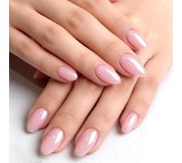 Bryxora 32 Pièces Faux Ongles Press On Moyens Amande Chrome Rose - Kit Complet pour Manucure DIY