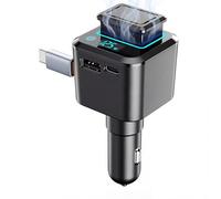 BS-01C Chargeur de voiture 45 W avec câble rétractable de type C, ports USB C 30 W et USB A 22,5 W, charge super rapide à 3 ports, diffuseur de parfum intégré et puce de sécurité (chargeur de voiture)