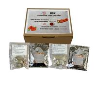 BS BOX La charcuterie facile Spéciale 100% Epicée-1 épice merguez-1 épice chorizo à griller-1 boyau de mouton 22/24 15M-1 boyau de porc 32/34 8M-pour 5 kilos de viande par sachet unidose et boyau