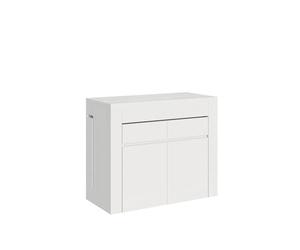 BS COM Console Extensible 90x42/302 cm Evolve Frêne Blanc avec bancs inférieur et supérieur