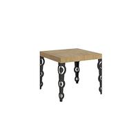 BS COM Table Extensible 90x90/246 cm Karamay Chêne Nature Cadre Anthracite