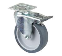 BS Rollen BS Rollen Roulette pivotante A220.A80, avec frein total, platine, 80, L 21mm, 50kg caoutchouc Quantité:1