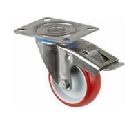 BS Rollen BS Rollen Roulette pivotante avec blocage total, diamètre 80 mm, H120 x L26, 100 kg, inox Quantité:1