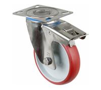 BS Rollen BS Rollen Roulette pivotante avec frein total, roue Ø 150 mm, H120.I26, 200 kg acier inoxydable Quantité:1