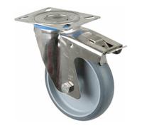 BS Rollen BS Rollen Roulette pivotante avec frein total, roue Ø 150mm, H120.I43, 140kg Inox Quantité:1
