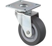 BS Rollen F26050 Roulette pivotante en caoutchouc 50mm 47x47, 40 kg, noire/argentée