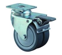 Roulette double pivotante à bandage fixe 50mm 60kg avec bandage en caoutchouc gris 60x60mm BS ROLLEN