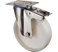 BS Rollen Roulette pivotante A90 avec blocage total diamètre 150mm capacité de charge 180kg roue en plastique blanc - H120.A90.150