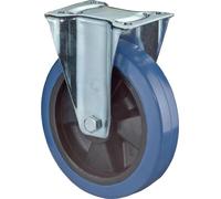BS Roulettes Roulette fixe diamètre 200mm capacité de charge 300kg roue en caoutchouc plein élastique plateau 138x109mm - L410.B61.200