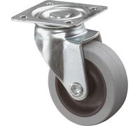 BS Roulettes Roulette pivotante diamètre 50mm capacité de charge 35kg pneu plein bleu gris plaque 54x54mm - A200.A80.050