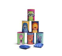 BS Toys Chamboule Tout Animaux - Jouets pour L'Extérieur - Jeu De Lancer pour Enfants - Jeux d'enfants avec Boîtes De Conserve Animaux - 2 Sacs À Lancer - Taille Unique - A Partir De 3 Ans