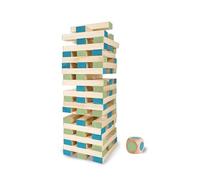 BS Toys-GA277 Haute Tour Construction-avec 60 Blocs-Jouets pour L'extérieur-À Partir de 4 Ans-Jeu de Société-pour Les Anniversaires d'enfants, GA277, Vert & Bleu, 20 x 4,5 x 2,5 cm