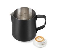 BS-VOG Pichet à lait 200 ml - En acier inoxydable - Avec échelle de mesure - Pour machine à café - Petit pot à lait pour la maison - Barista Cappuccino Espresso - Résistant à la rouille - Noir