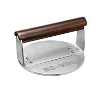 BS-VOG Presse Steak Haché, Smashed Burger 15.24 cm, Poids Lourd en Acier Inoxydable avec Poignée en Bois, Idéale pour Barbecue, Viande, Patty, Steak, Bacon, Coffret Cadeau