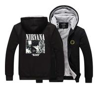 BSapp Hommes Sweat à Vestes，Nirvana Encapuchonné Sweat Imprimé Capuche Pull Décontracté À Manches Longues Zip Cardigan Veste Manteau，Sweat Zippé Homme Auto-Black||S