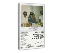 BSapp Kendrick Lamar Poster sur toile Good Kid Maad City Tracklist Album Poster 1 affiche sur toile Décoration murale pour salon chambre 40 x 60 cm