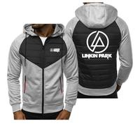 BSapp Sweat À Capuche Entièrement Zippé pour Hommes pour Linkin Park Imprimé Veste Décontractée Cardigan À Manches Longues Pull en Polaire Manteau - Cadeau pour Adolescent-Light Gray||XL