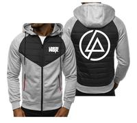 BSapp Veste Sweat Shirt en Polaire pour Hommes pour Linkin Park Imprimé Sweats À Capuche Décontractés Cardigan Zippé À Manches Longues Vestes Actives Légères Manteaux-Light Gray||M