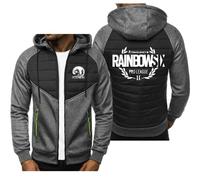 BSapp Veste Sweat Shirt en Polaire pour Hommes pour Rainbow Six Siege Imprimé Sweats À Capuche Décontractés Cardigan Zippé À Manches Longues Vestes Actives Légères Manteaux- Dark Gray||XL