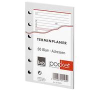 BSB 02-0074 Recharge pour adresses et contacts - Environ A7 - 6 perforations - 50 feuilles - Pour organiseur de poche