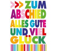 bsb Carte d'adieu avec inscription en allemand « Zum Abied viel Glück » - Format A4