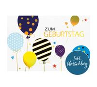 bsb Carte d'anniversaire amusante - Carte pop-up - Ballons - Enveloppe bleu clair