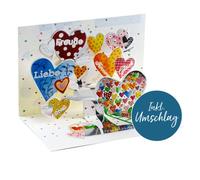 bsb Carte d'anniversaire drôle vœux d'anniversaire - Carte pop-up - Coeurs colorés - Enveloppe rouge