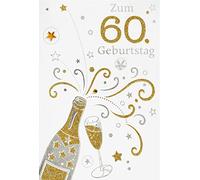 bsb Carte d'anniversaire pour 60 ans - Motif bouteille de champagne - Enveloppe dorée
