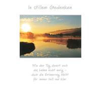 bsb Carte de condoléances pour enterrement - Avec enveloppe - Carte de condoléances de qualité supérieure avec coucher de soleil au bord du lac - Carte de condoléances - 11,5 x 17 cm