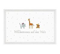 BSB Carte de naissance - Carte de naissance fille et garçon - Belle carte d'anniversaire avec motif animal - Carte Happy Birthday avec enveloppe - Carte de vœux de naissance en 11,5 x 17,0 cm