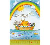 bsb Carte de vœux pour baptême avec arche de Noé et arc-en-ciel