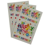 bsb Lot de 3 feuilles d'autocollants d'anniversaire avec inscription « Happy Birthday » avec ballons - 3 feuilles de 7,8 x 12,5 cm - Pour décorer et décorer