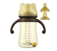 Bsbkoj Baby Sippy Cup with Straw, Wide Neck Training Cup, 6.69x4.45x2.76 inches Leakproof Baby Bottle, Soft Silicone Spouts for Easy-Grip Handles, Breastfeeding Transition