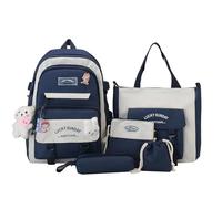 Bsbkoj Backpacks Set, Bag Combo Kit, 11.81x5.12x16.54 Inches Compact Canvas School Backpack Set, Multipocket Design, Lightweight Stylish, for Kids, Boys, Girls, Teenagers, and Students