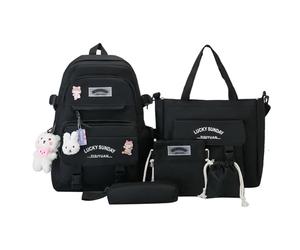 Bsbkoj Backpacks Set, Bag Combo Kit, 11.81x5.12x16.54 Inches Compact Canvas School Backpack Set, Multipocket Design, Lightweight Stylish, for Kids, Boys, Girls, Teenagers, and Students